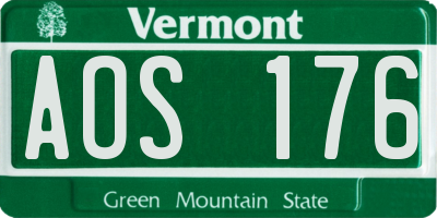 VT license plate AOS176
