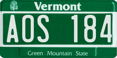 VT license plate AOS184