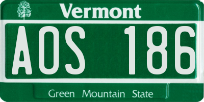 VT license plate AOS186