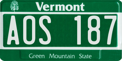 VT license plate AOS187