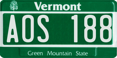 VT license plate AOS188