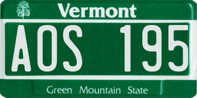 VT license plate AOS195