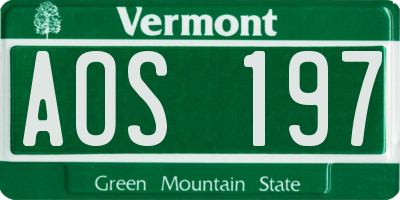 VT license plate AOS197