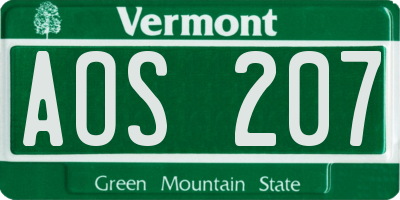 VT license plate AOS207