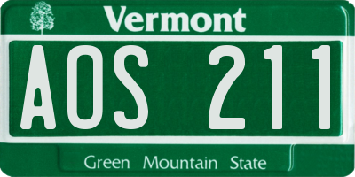 VT license plate AOS211