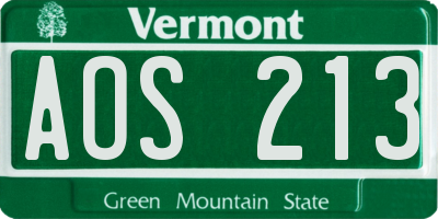 VT license plate AOS213