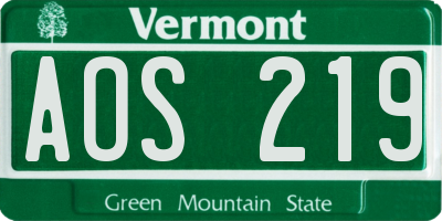 VT license plate AOS219