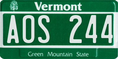 VT license plate AOS244