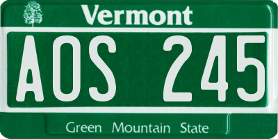 VT license plate AOS245