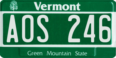 VT license plate AOS246
