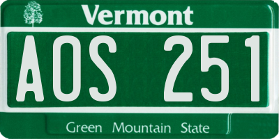 VT license plate AOS251