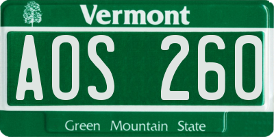 VT license plate AOS260