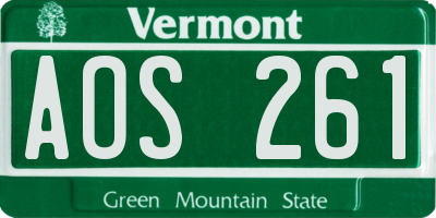 VT license plate AOS261
