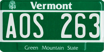 VT license plate AOS263