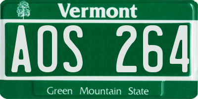 VT license plate AOS264
