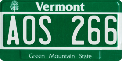 VT license plate AOS266