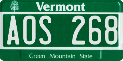 VT license plate AOS268