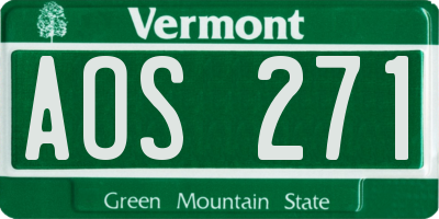 VT license plate AOS271