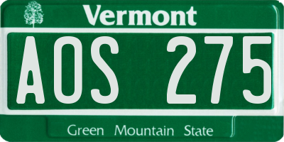 VT license plate AOS275