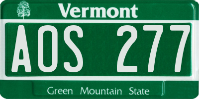 VT license plate AOS277
