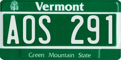VT license plate AOS291