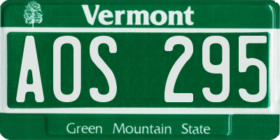 VT license plate AOS295
