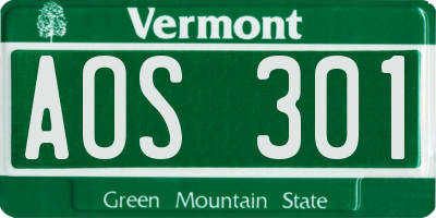 VT license plate AOS301