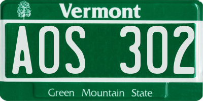 VT license plate AOS302