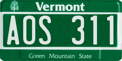 VT license plate AOS311