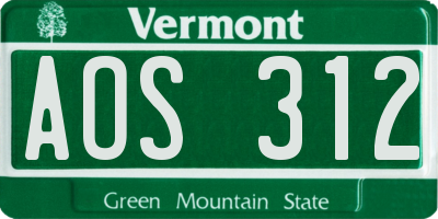 VT license plate AOS312