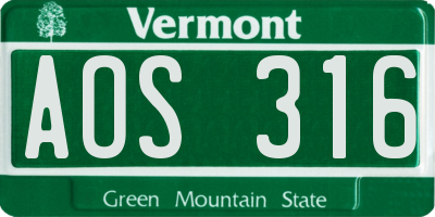 VT license plate AOS316