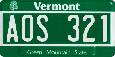 VT license plate AOS321