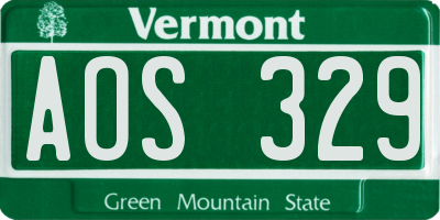 VT license plate AOS329