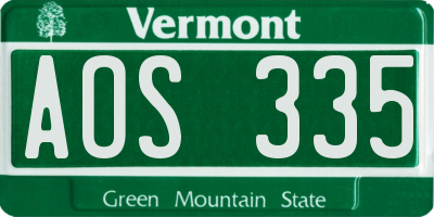 VT license plate AOS335