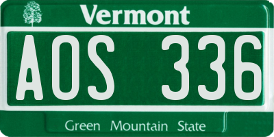 VT license plate AOS336