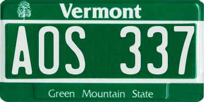 VT license plate AOS337
