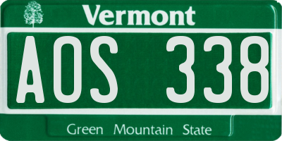 VT license plate AOS338