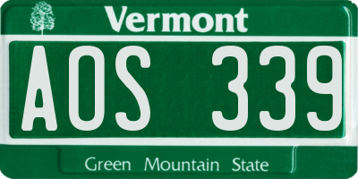 VT license plate AOS339