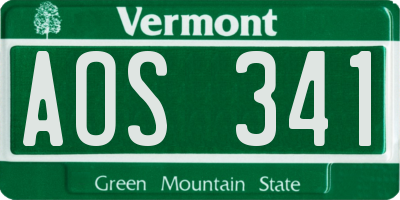 VT license plate AOS341