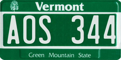VT license plate AOS344