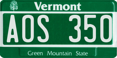 VT license plate AOS350