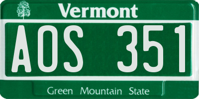 VT license plate AOS351