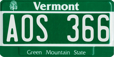VT license plate AOS366