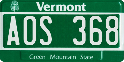 VT license plate AOS368