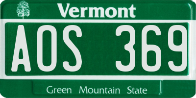 VT license plate AOS369