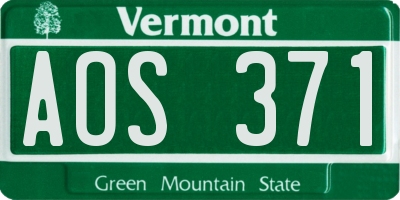 VT license plate AOS371