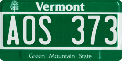 VT license plate AOS373