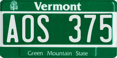 VT license plate AOS375