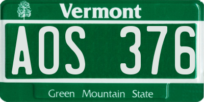 VT license plate AOS376
