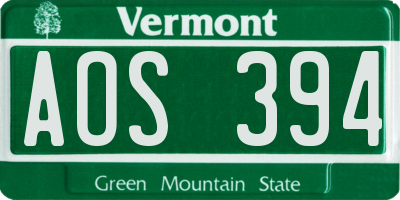 VT license plate AOS394